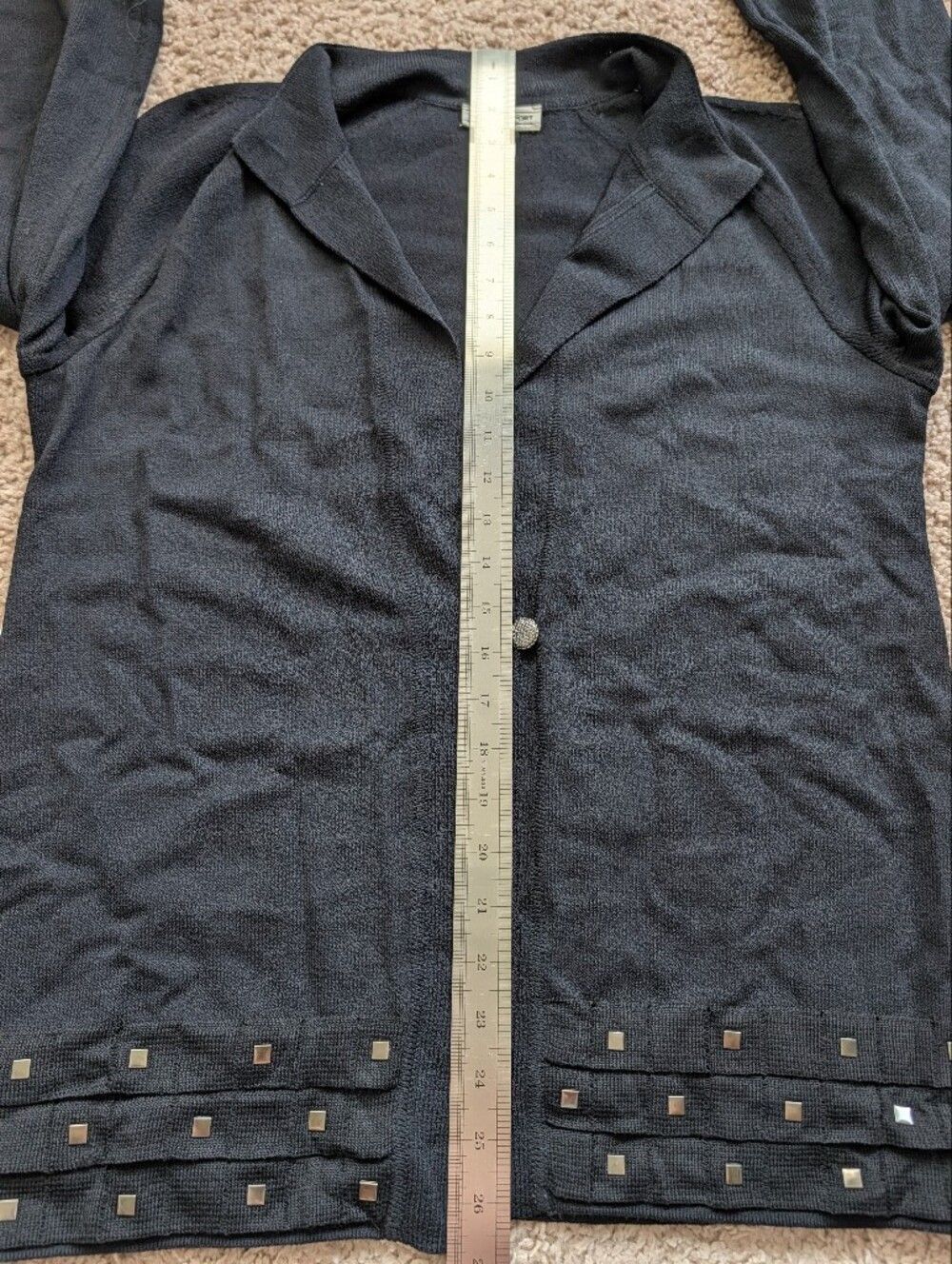 St. John's Sport Womens Black Button Front Metallic Knit Jacket Size Small - Picture 15 of 16